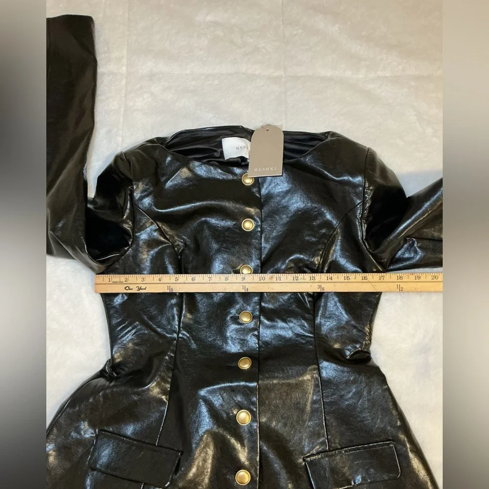 Meshki Black Leather Button-Up Women's dress - Picture 8 of 10